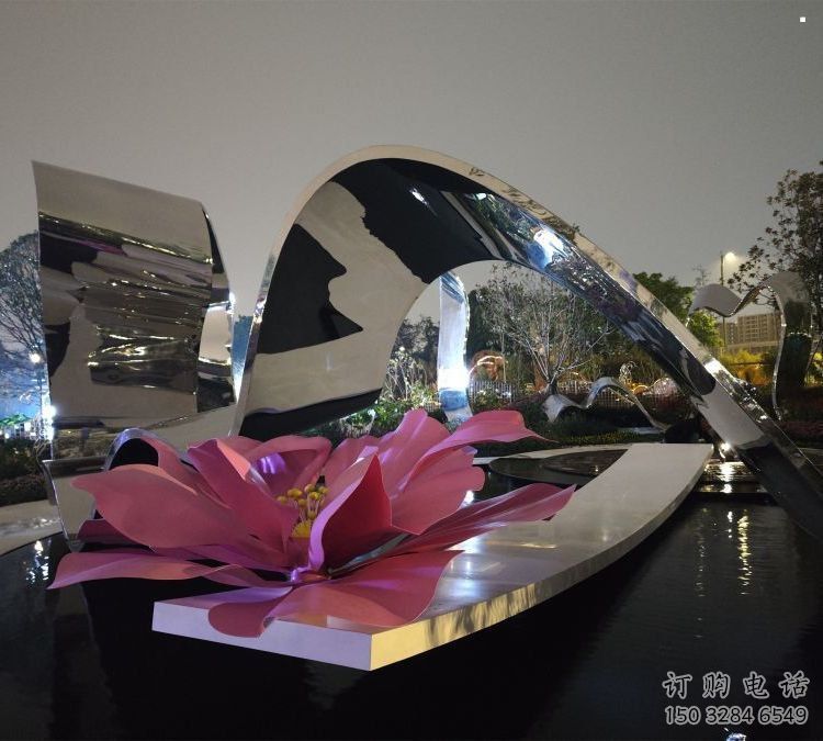 牡丹花雕塑通用，街景小品，不銹鋼牡丹花雕塑制造廠家