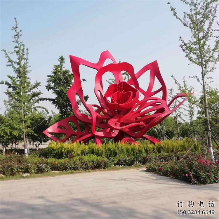 牡丹花雕塑精選，陸地擺件，不銹鋼牡丹花雕塑廠家