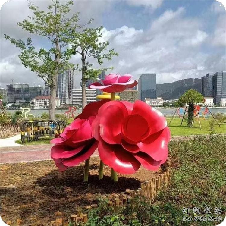 制造牡丹花雕塑廠家，地標(biāo)擺件，烤漆不銹鋼牡丹花雕塑精選