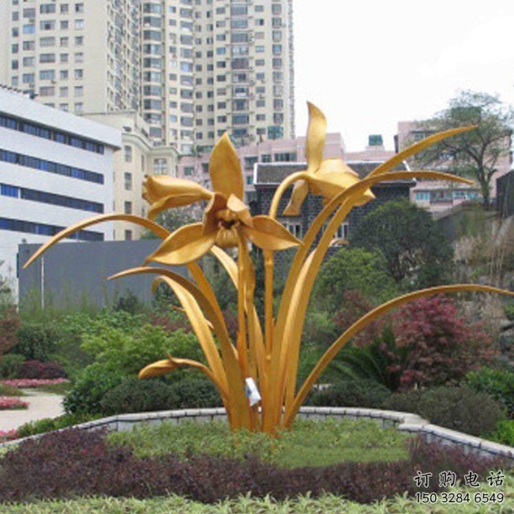 蘭花雕塑定價(jià)，村標(biāo)概念，不銹鋼蘭花雕塑廠家選用