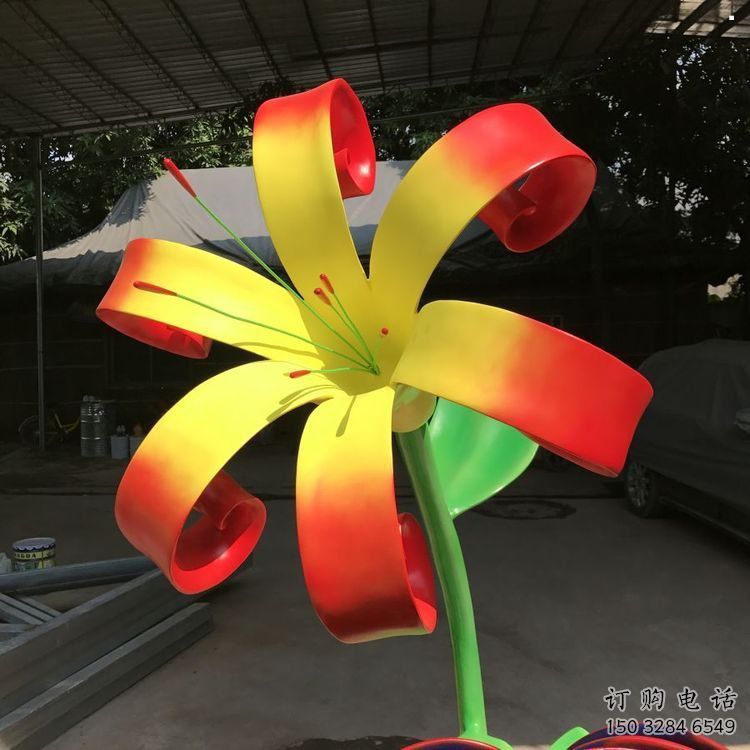 蘭花雕塑供應(yīng)，圓雕體系，不銹鋼蘭花雕塑制作廠家
