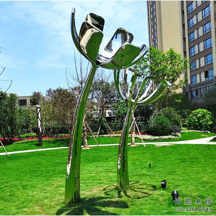 百合花雕塑優(yōu)選，陸地擺件，不銹鋼百合花雕塑廠家供應