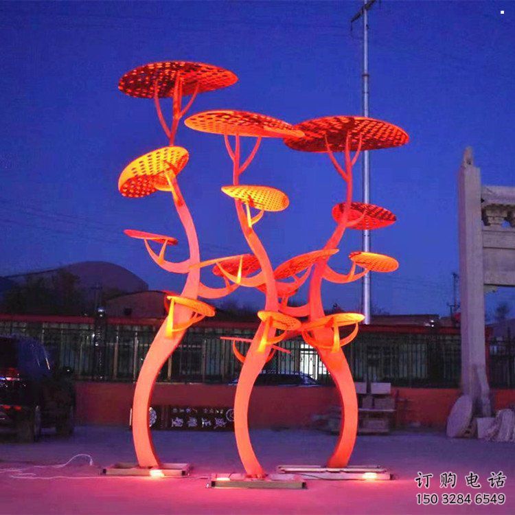 門口花傘雕塑點(diǎn)擊，地標(biāo)擺件，不銹鋼花傘雕塑承接