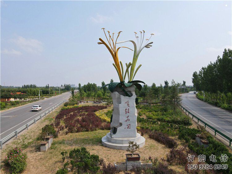 金銀花雕塑生產(chǎn)商，街頭藝術(shù)，不銹鋼金銀花雕塑廠家
