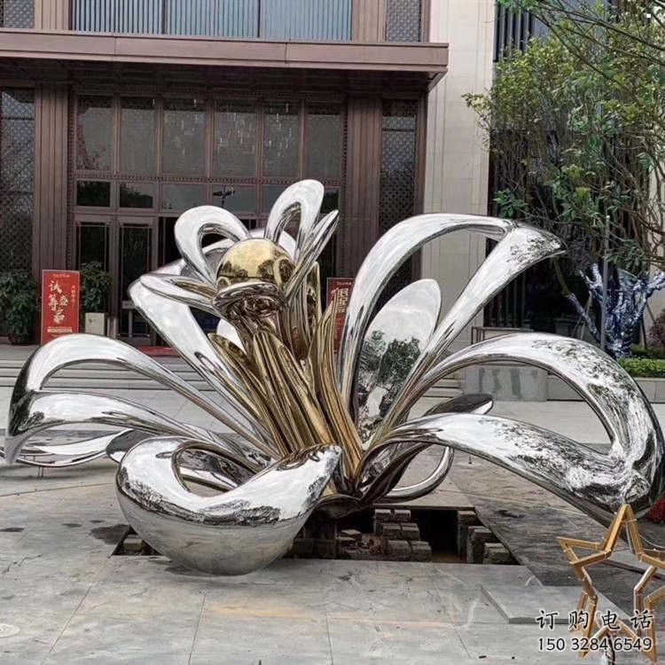 茉莉花雕塑定價，街頭雕塑，不銹鋼茉莉花雕塑廠家
