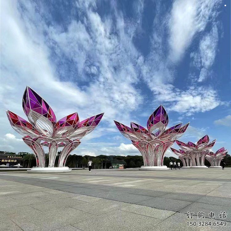 茉莉花雕塑制作，陸地?cái)[件，不銹鋼茉莉花雕塑制造商