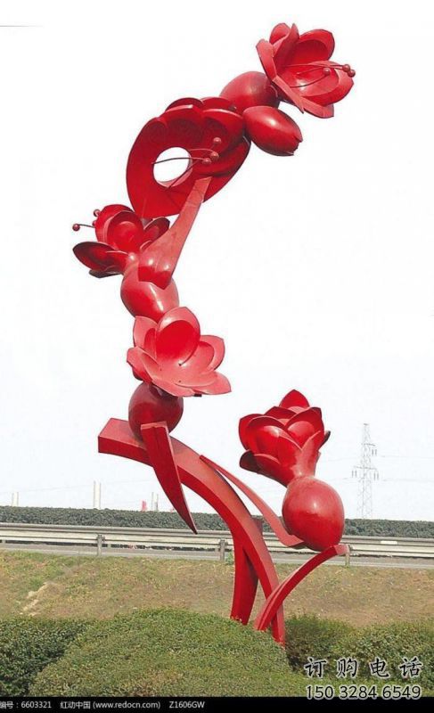 石榴花雕塑廠，景區(qū)雕塑，不銹鋼石榴花雕塑提供