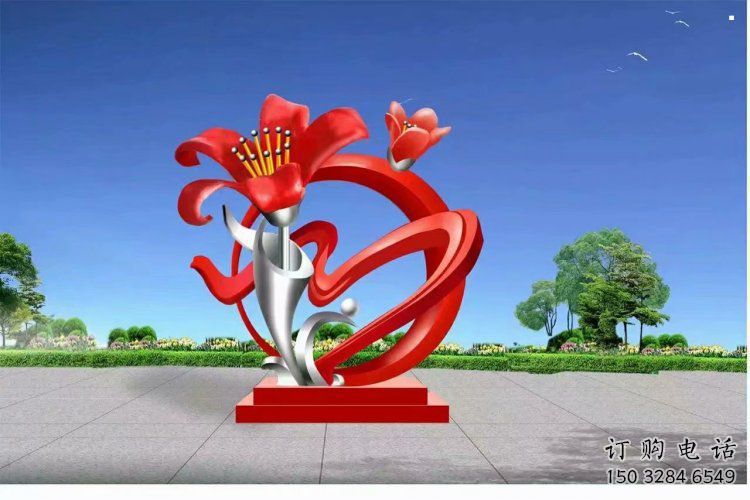 石榴花雕塑定價(jià)，景觀概念，不銹鋼石榴花雕塑預(yù)定