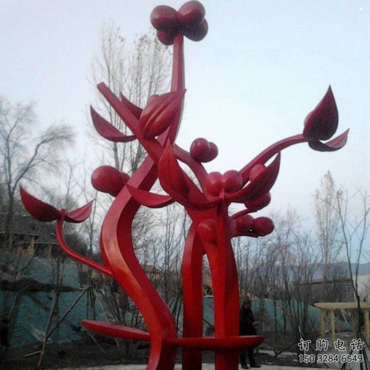 石榴花雕塑精品，景觀雕塑，不銹鋼石榴花雕塑生產(chǎn)商