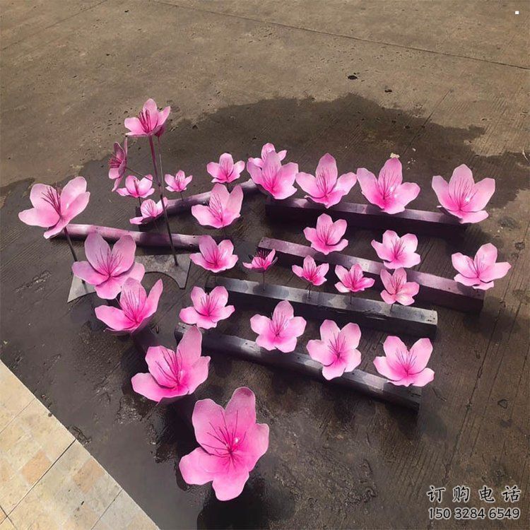 桃花雕塑工廠，美陳雕塑，烤漆桃花雕塑標(biāo)準(zhǔn)