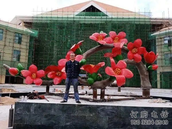 桃花雕塑供需，美陳雕塑，仿真桃花雕塑廠家承接