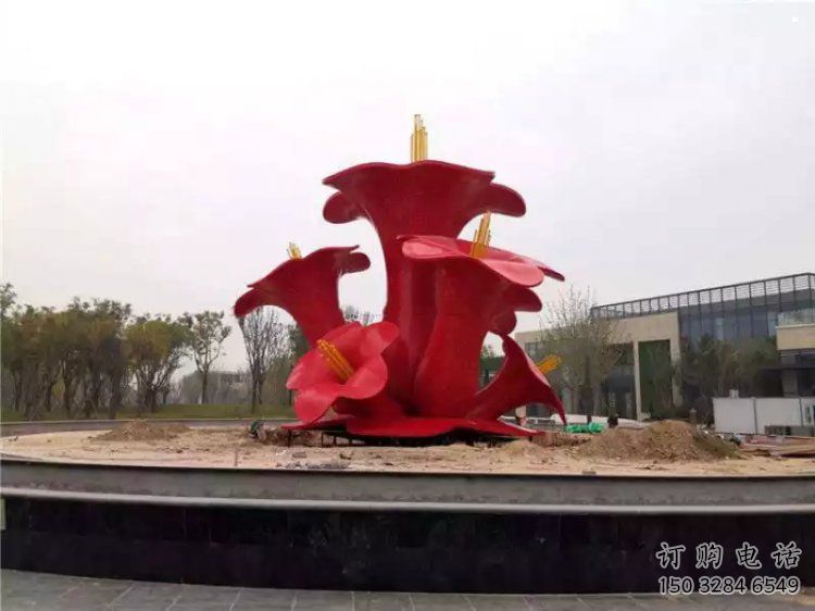 烤漆梧桐花雕塑制造商，室外軟裝，景觀梧桐花雕塑制作廠家