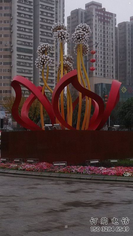 鏤空梧桐花雕塑制造商，景觀雕塑，梧桐花雕塑供給