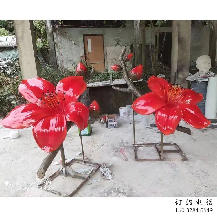 梧桐花雕塑優(yōu)選，室外雕塑，彩繪梧桐花雕塑廠家優(yōu)選