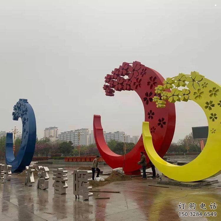 櫻花雕塑制造商，美陳雕塑，不銹鋼櫻花雕塑訂做廠家