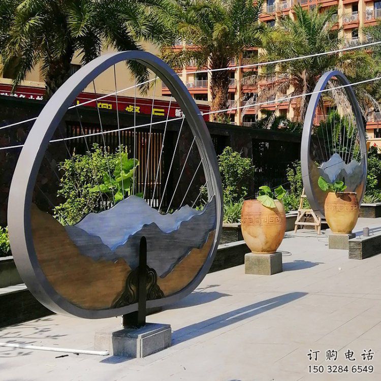 假山小品雕塑，彩鋼制作，金屬景觀假山雕塑價格
