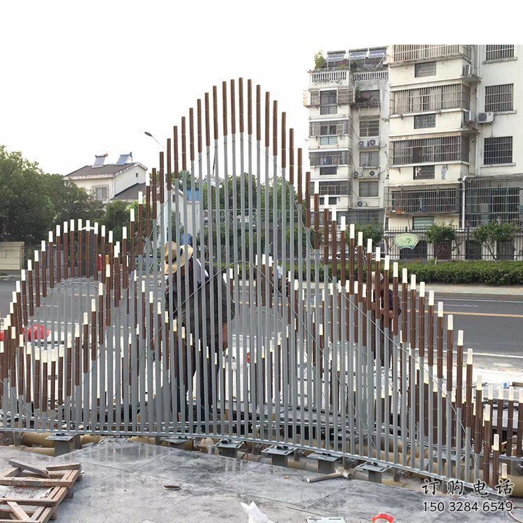 城市假山雕塑，網(wǎng)格體育雕塑，古銅效果