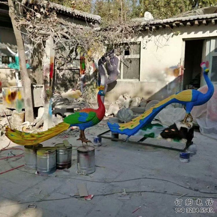 彩繪孔雀雕塑觀賞型，廣場系列，仿真孔雀雕塑優(yōu)選