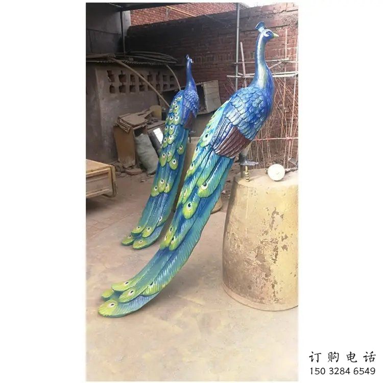 彩繪孔雀景觀批發(fā)，景觀雕塑，仿真孔雀雕塑定價