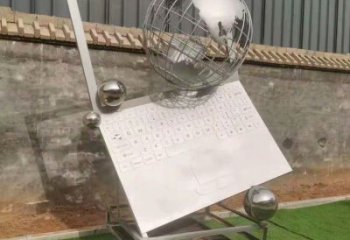地球儀雕塑訂做，景區(qū)雕塑，鏡面筆記本地球儀雕塑廠家