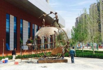 地球儀雕塑精選，歐式風(fēng)格，藝術(shù)地球儀人物雕塑指用