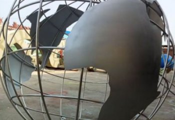 庭院地球儀雕塑，鍍金歐式雕塑，網(wǎng)格形式