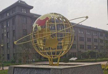鏤空地球儀雕塑制造商，校園雕塑，烤漆地球儀雕塑廠家