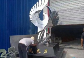 景觀鳳凰雕塑定做，小區(qū)擺件，鏡面不銹鋼鳳凰雕塑制作