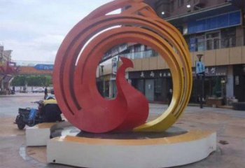 鳳凰雕塑供需，美陳雕塑，歐式圓環(huán)鳳凰雕塑廠家承接