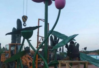 大型荷花雕塑公司，花園小品，荷花雕塑提供