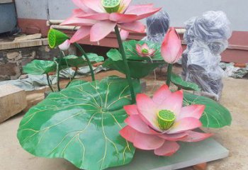 鋼鑄荷花雕塑常用，鋼管組合，園林荷花雕塑定價