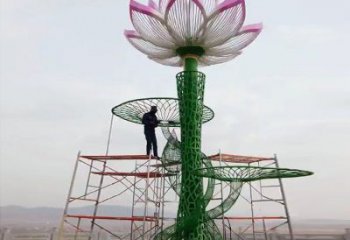 建筑荷花雕塑精選，露天雕塑，鏤空仿真荷花雕塑訂做