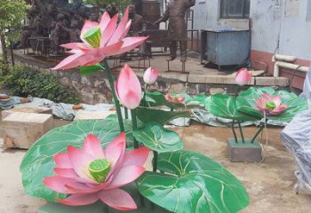 園林荷花雕塑標(biāo)準(zhǔn)，彩鋼制作，景觀荷花雕塑優(yōu)價(jià)