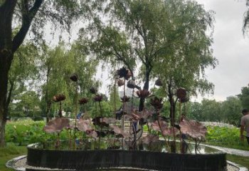 金屬荷花雕塑制作，城市裝飾，銅荷花雕塑標準廠家