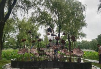 主題荷花雕塑供給，中式工藝，藝術銅荷花雕塑廠家精品