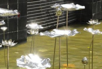 鏡面荷葉雕塑制造商，公園雕塑，不銹鋼荷葉雕塑廠家