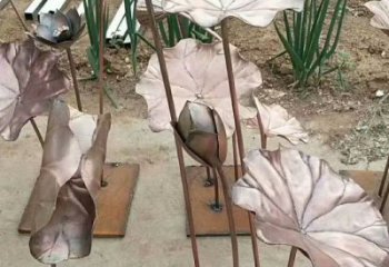 荷葉雕塑展品，公園小品，銅荷葉雕塑供需