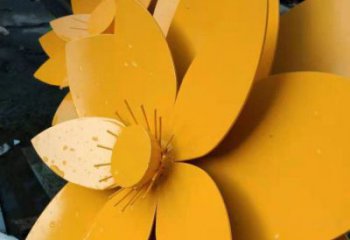 黃蓮花雕塑定做，廣場(chǎng)雕塑，室外烤漆黃蓮花雕塑提供