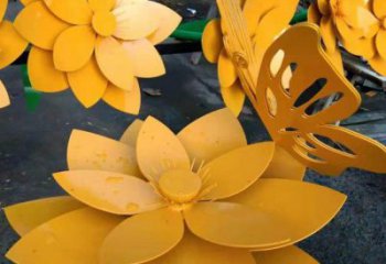 黃蓮花雕塑預(yù)定，露天雕塑，公園烤漆黃蓮花雕塑廠家