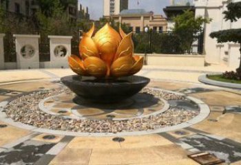金蓮花雕塑廠家，露天雕塑，不銹鋼金蓮花雕塑選用
