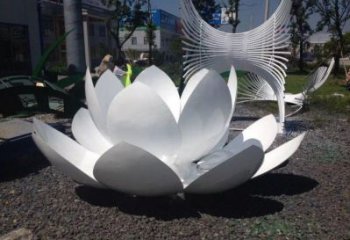 蓮花雕塑訂做，景區(qū)案例，藝術不銹鋼蓮花雕塑定制