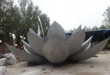 蓮花雕塑定制，村標概念，戶外不銹鋼蓮花雕塑預定