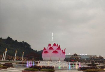 大型蓮花雕塑制造，透雕系列，蓮花噴泉雕塑廠家承接
