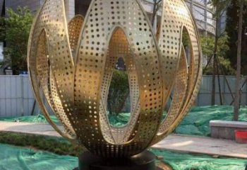 鏤空蓮花雕塑制作，市標(biāo)雕塑，燈光蓮花雕塑常用