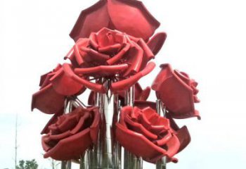 玫瑰花雕塑指用，小區(qū)擺件，不銹鋼玫瑰花雕塑制作