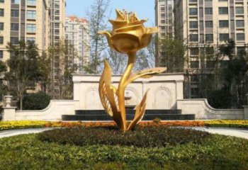 月季花雕塑訂做，彩鋼制作，不銹鋼月季花雕塑優(yōu)選