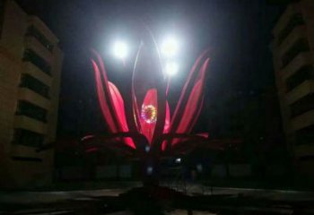 燈光花朵雕塑常用，公園小品，燈光茶花雕塑生產(chǎn)商