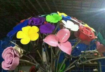 烤漆花朵雕塑廠家，現(xiàn)代美陳元素，花卉景觀類