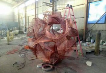 花球雕塑訂做，街景小品，不銹鋼花球雕塑制作廠家