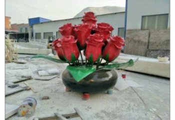 大型玫瑰花朵雕塑定制，多彩藝術(shù)，景觀玫瑰花朵雕塑定價(jià)